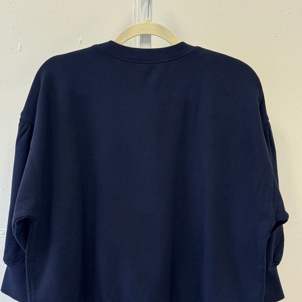 Velvet by Graham & Spencer VLVT Navy Blue Puff Sleeve Cotton Sweatshirt Small - Picture 5 of 9